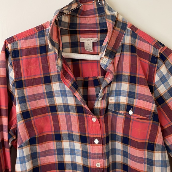 JCrew cotton lightweight popover red and blue plaid - Picture 3 of 3